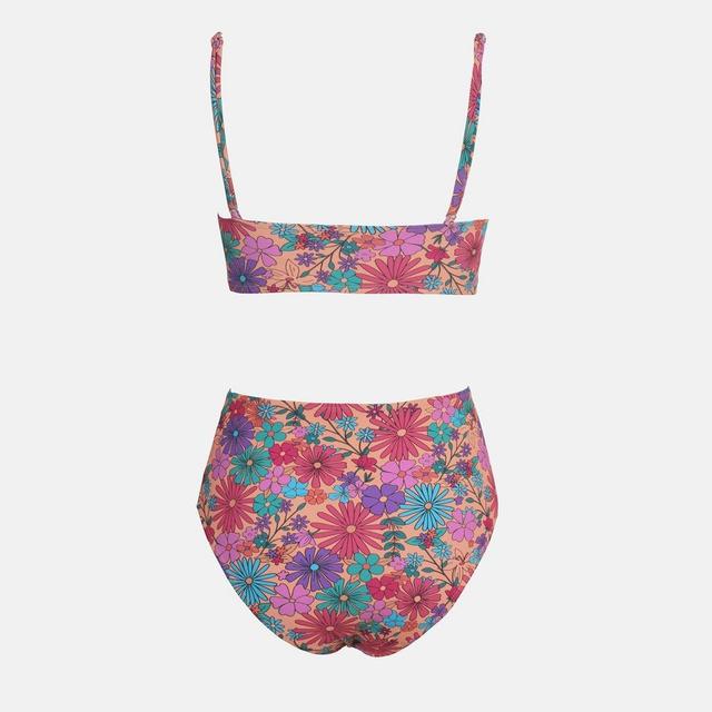 Women's Floral Twist Front High Waist Bikini Sets Swimsuit - Cupshe-M-Pink Product Image