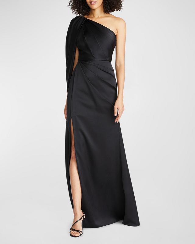 Tori Pleated One-Shoulder Draped Gown Product Image