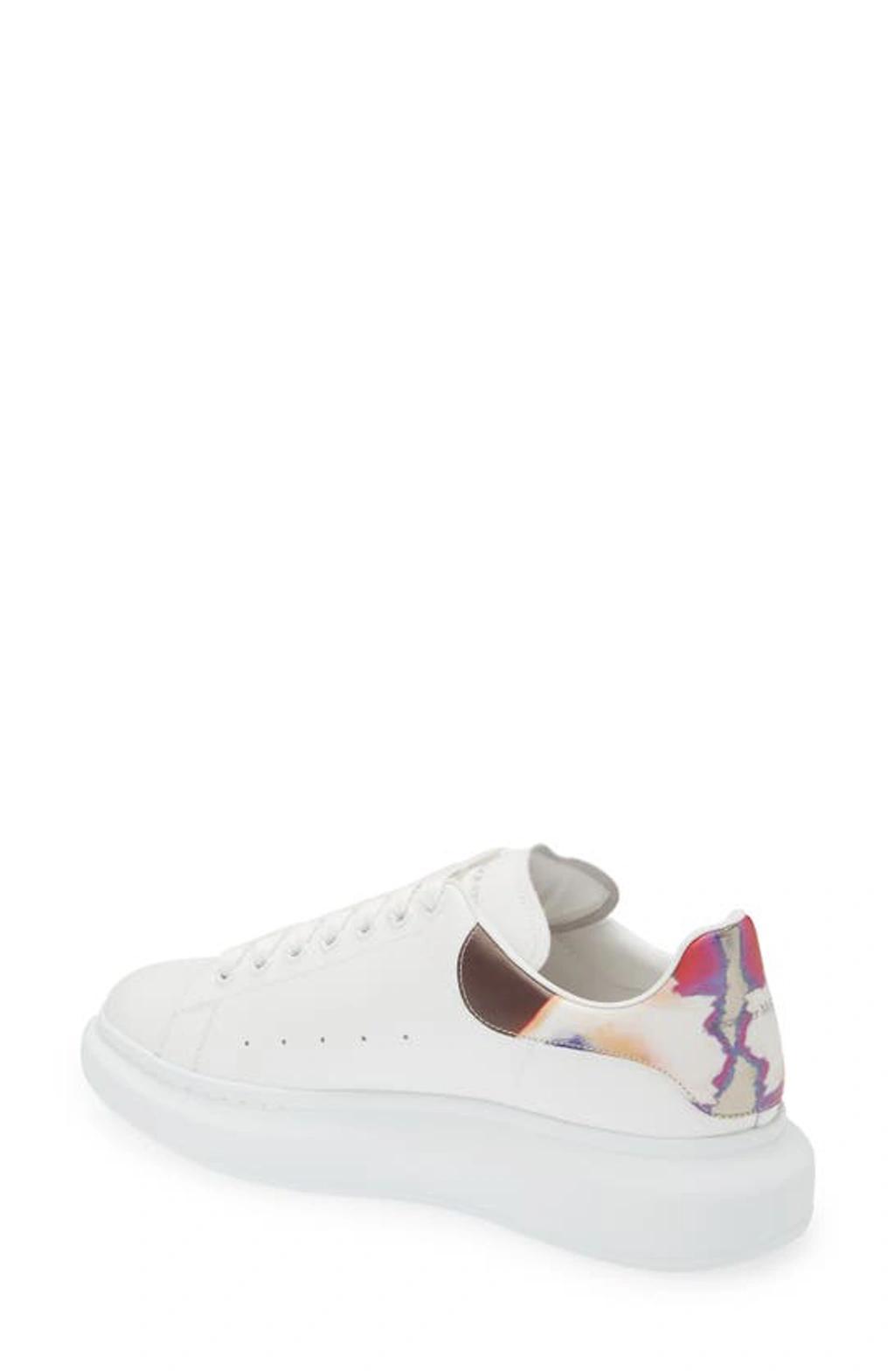 Men's Perforated Leather Low-top Sneakers In White Multi Product Image