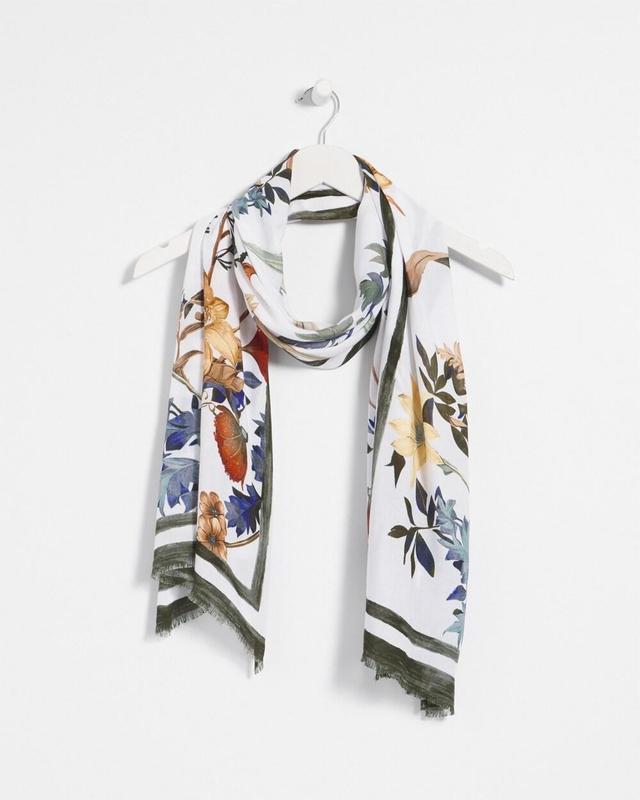 White Floral Oblong Scarf   Chico's - Natural Cream - Women Product Image