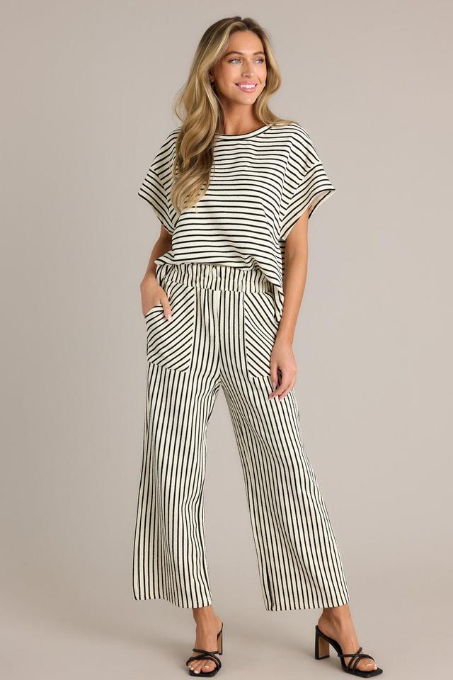 Something More Black Stripe Wide Leg Pants Product Image