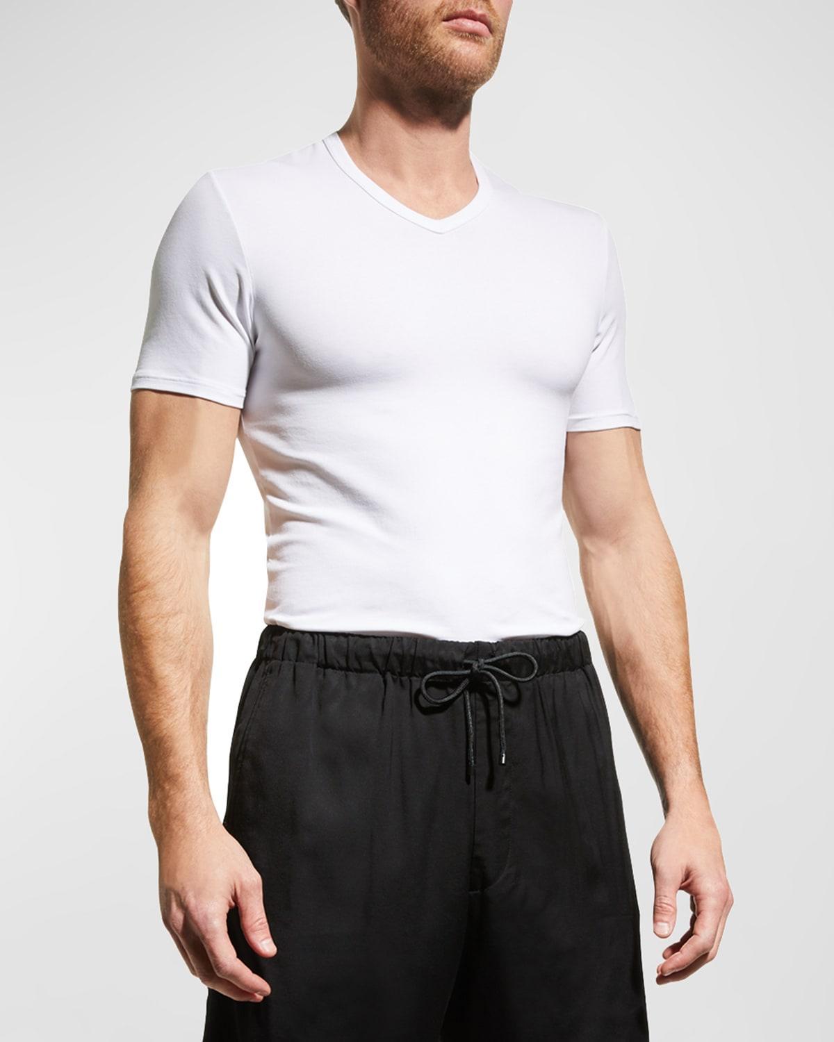 Neiman Marcus Men's 3-Pack Cotton Stretch T-Shirts - Size: SMALL - WHITE Product Image