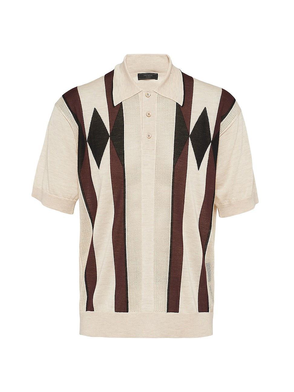 Mens Argyle Knit Cashmere Polo Shirt Product Image