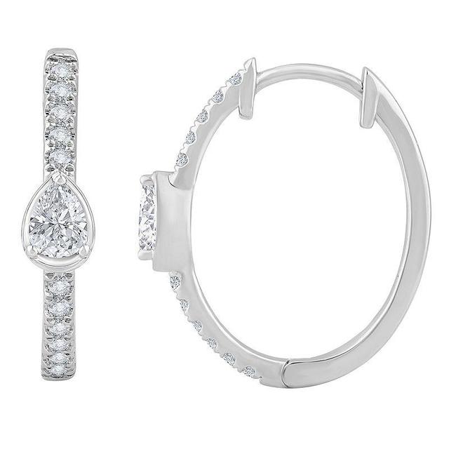 Diamond Medley 14k White Gold 1/2 Carat T.W. Lab-Grown Diamond Hoop Earrings, Womens Product Image