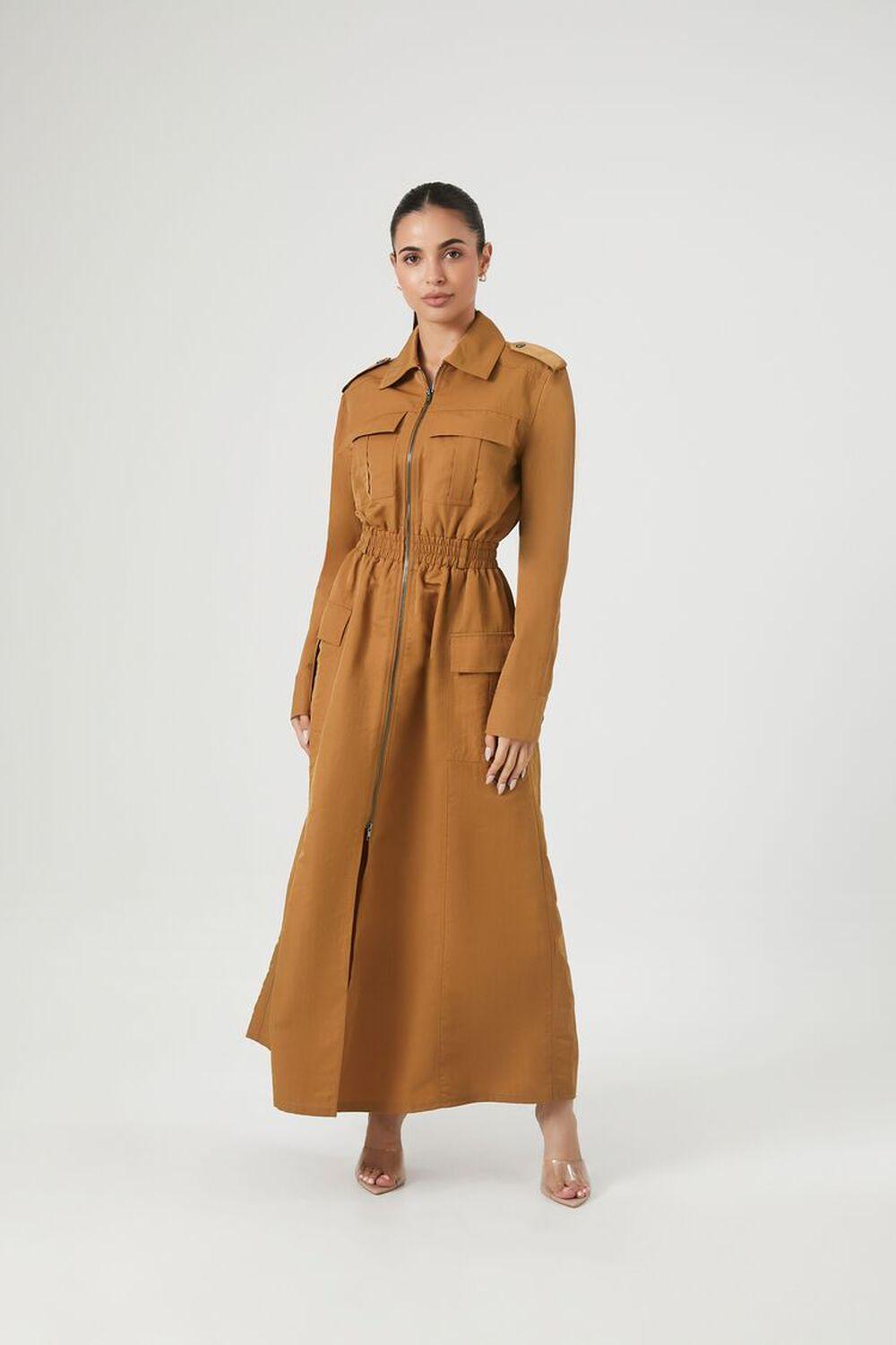 Long-Sleeve Maxi Shirt Dress | Forever 21 Product Image