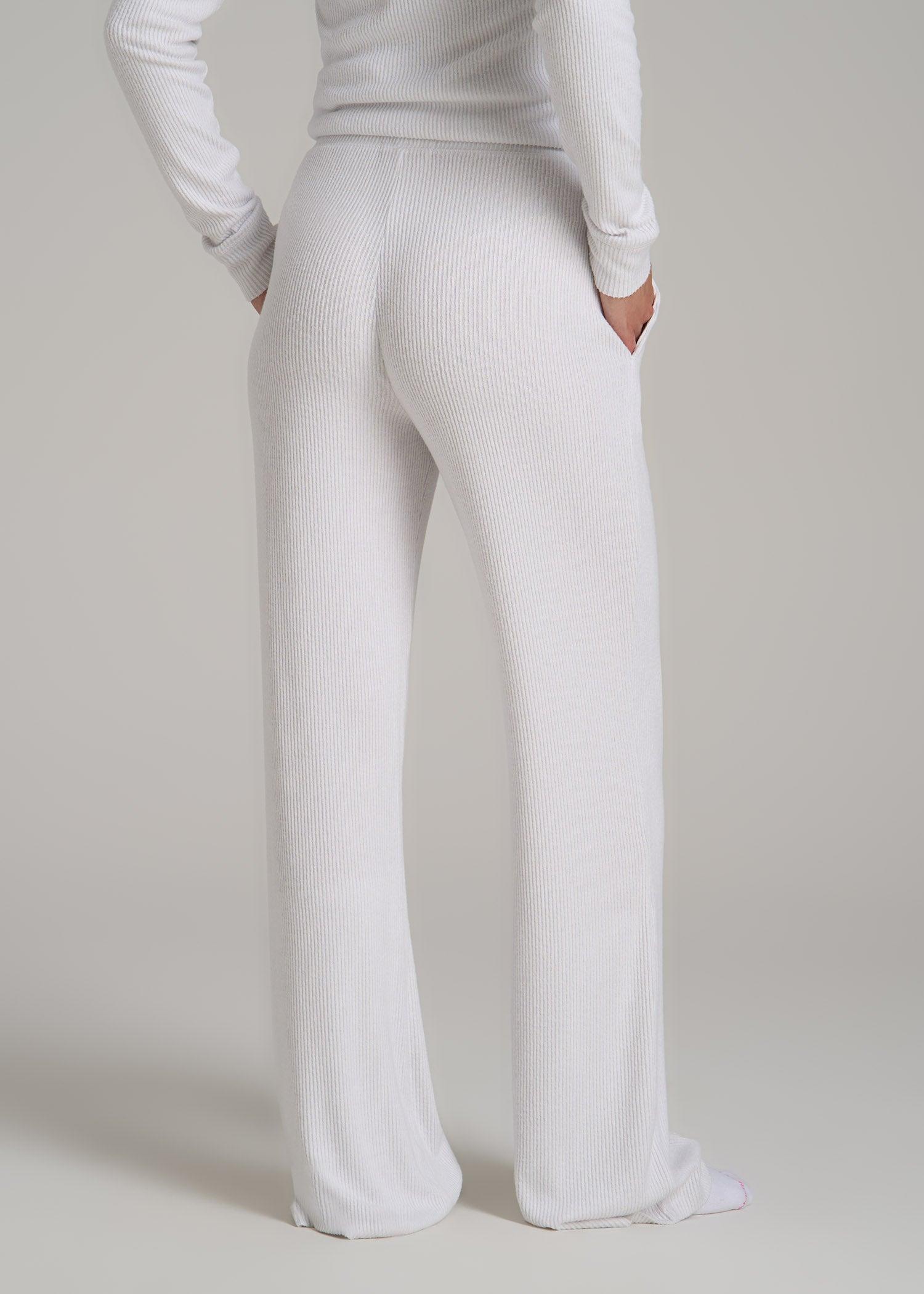 Women's Ribbed Flare Extra-Long Lounge Pants in Cloud White Product Image