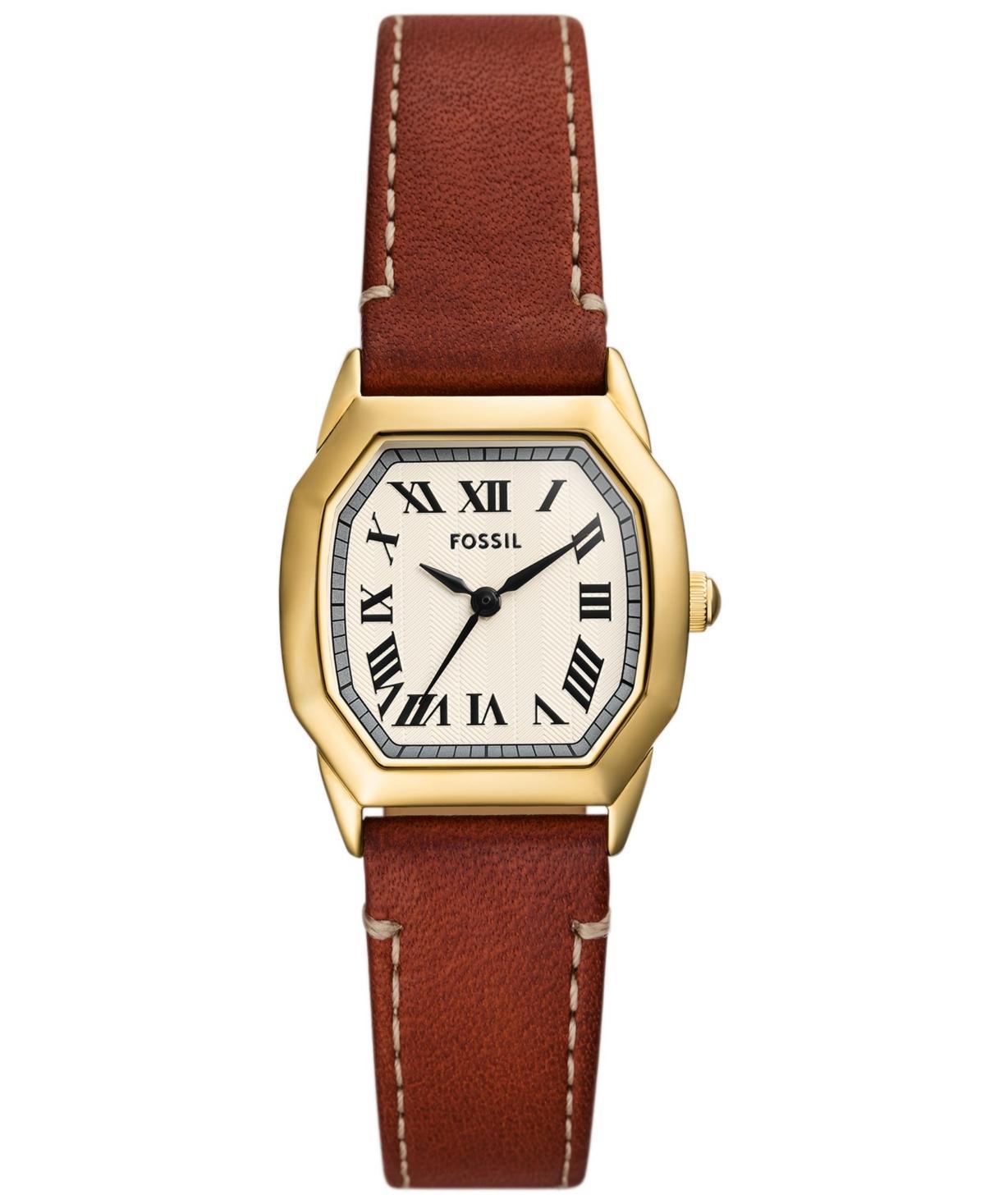 Fossil Womens Harlow Three-Hand Medium Brown Leather Watch 27mm - Brown Product Image