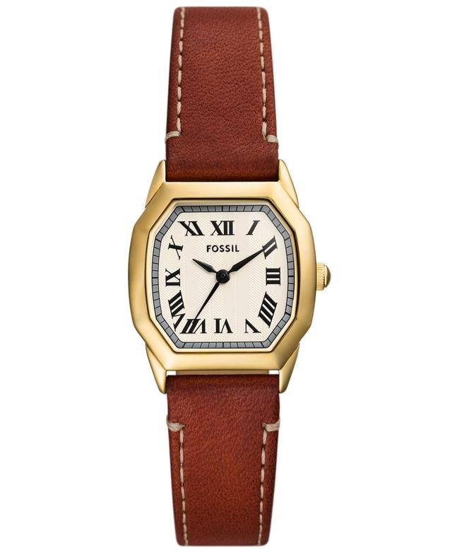 Fossil Womens Harlow Three-Hand Brown Leather Strap Watch Product Image