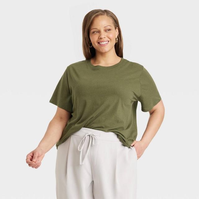 Womens Short Sleeve T-Shirt - A New Day Olive XXL Product Image