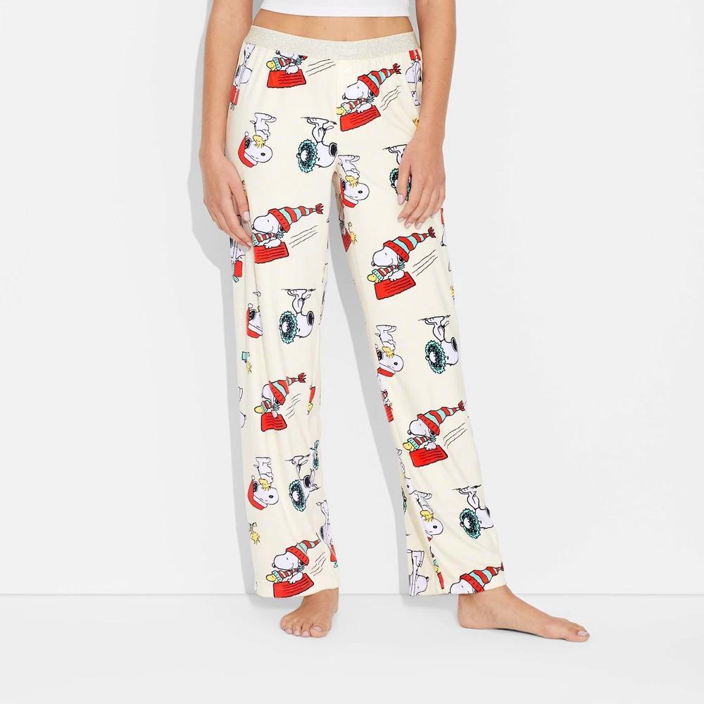 Women's Peanuts Snoopy Pajama Pants - White XS Product Image