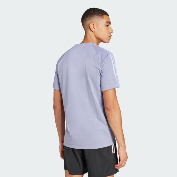 adidas Own the Run 3-Stripes Tee Silver Violet S Mens Product Image