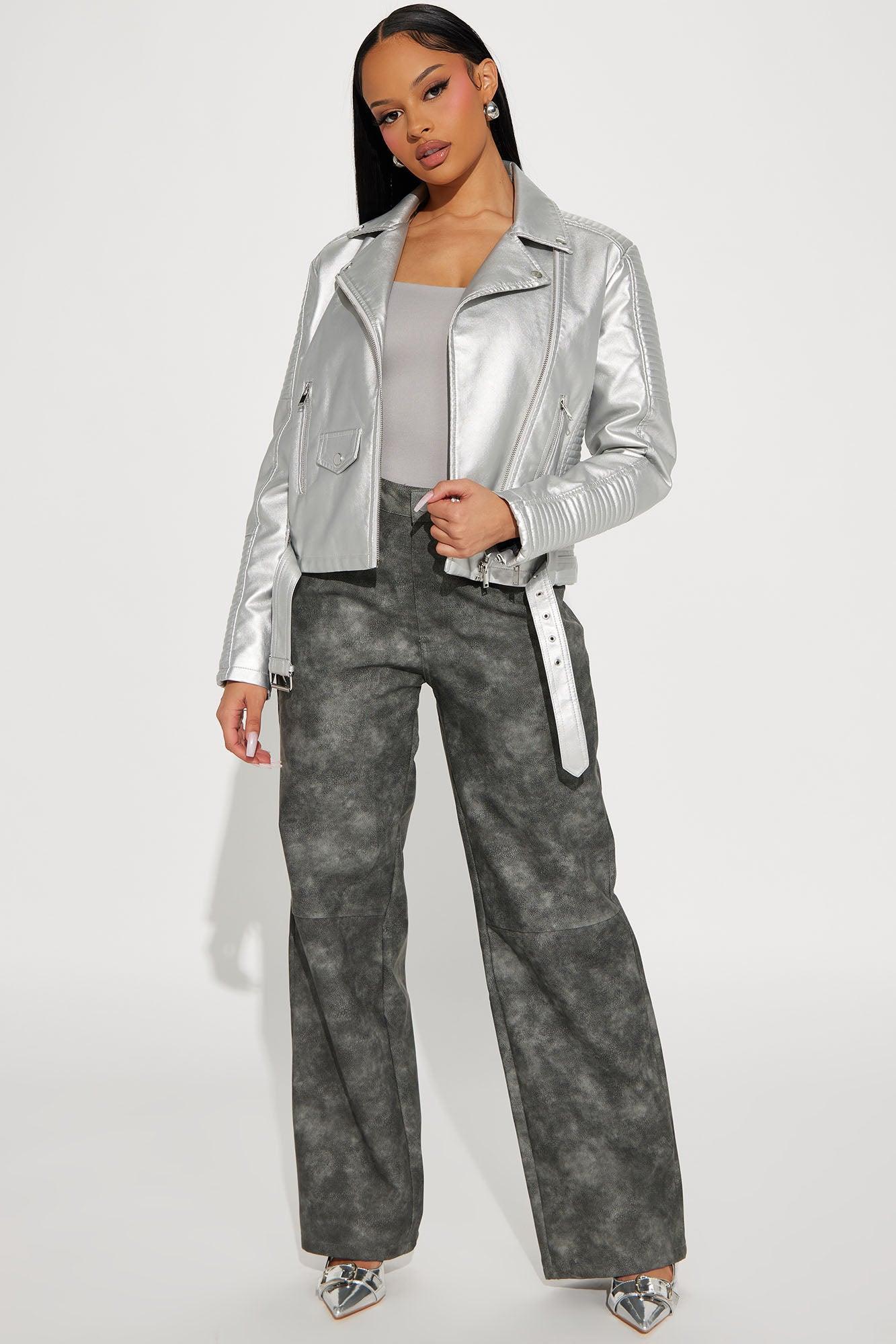 Can't Stop Me Now PU Leather Jacket - Silver Product Image