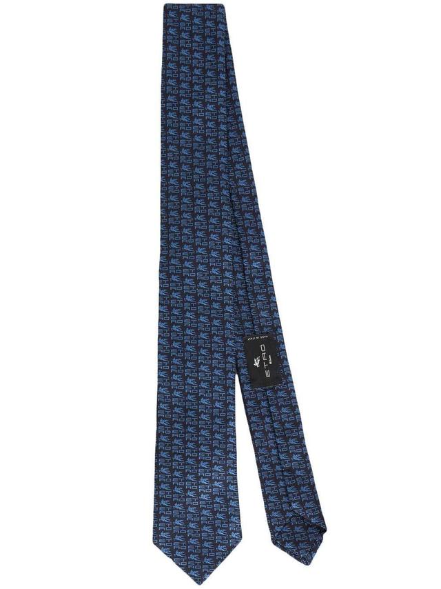 ETRO All-over Monogram-pattern Tie In Blue Product Image