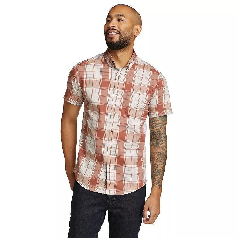 Big & Tall Eddie Bauer Voyager Flex Short Sleeve Button Down Shirt, Mens Brown Product Image