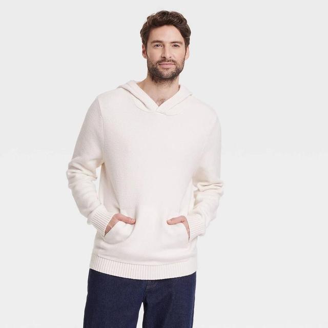 Mens Hooded Pullover Sweater - Goodfellow & Co Cream XXL Product Image