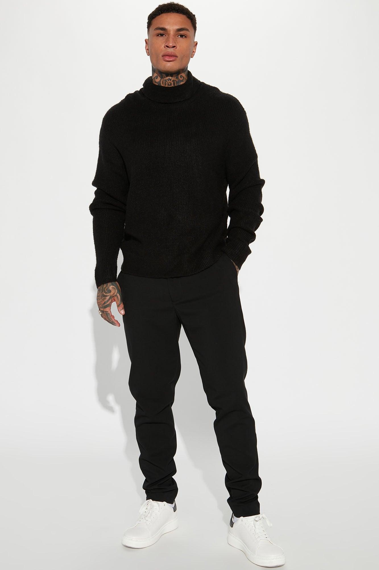 Simply Ribbed Cozy Turtleneck Sweater - Black Product Image