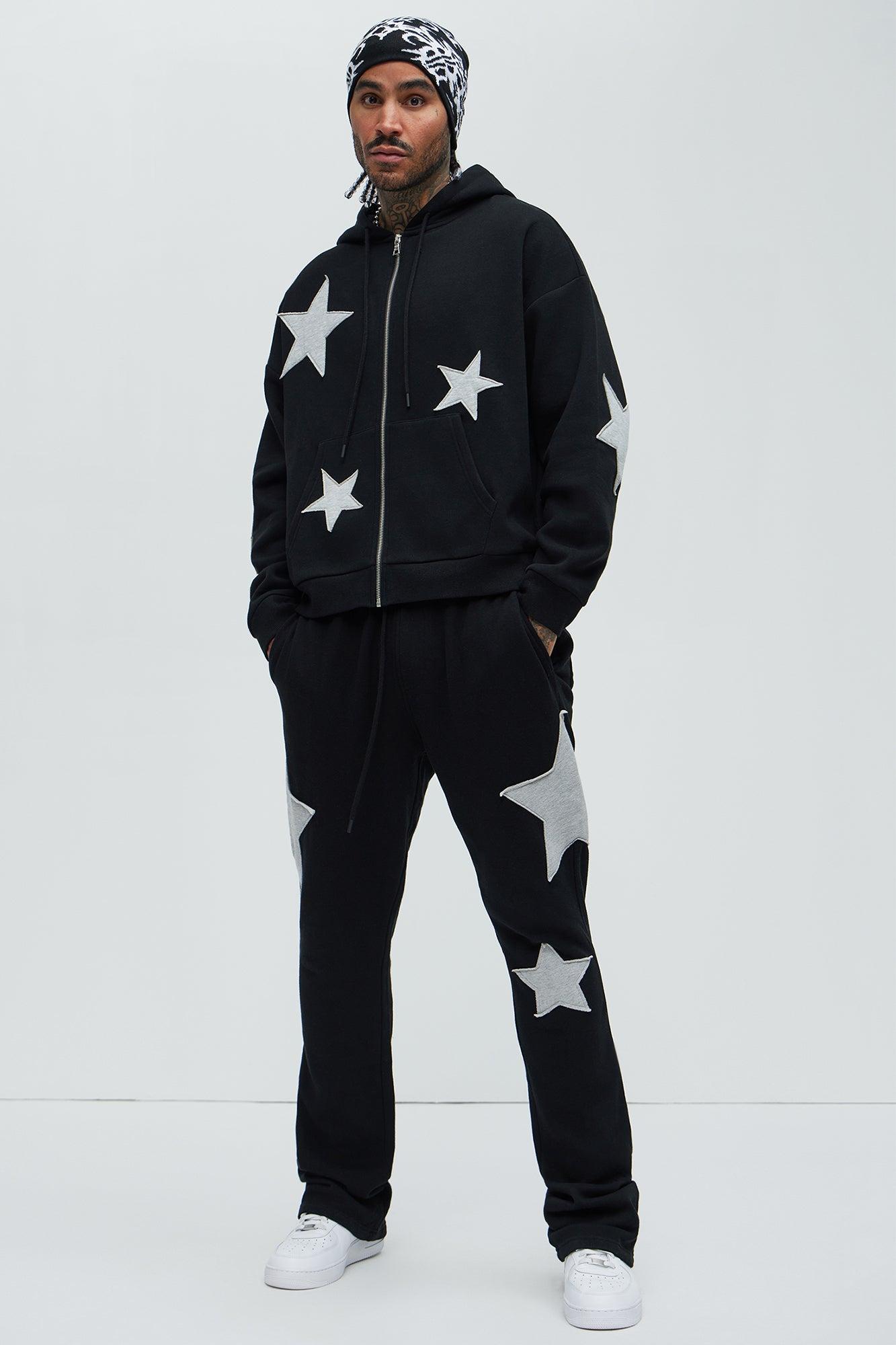 Tyson Stars Skinny Flared Sweatpants - Black Product Image