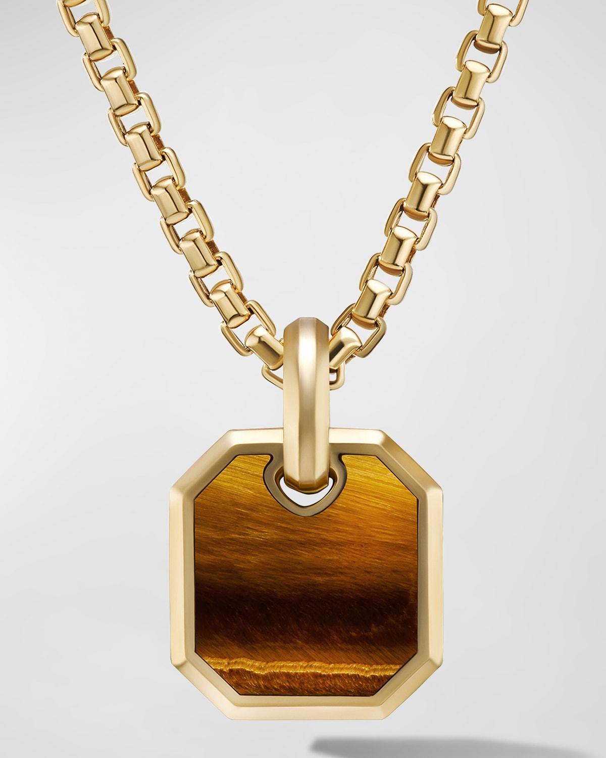 David Yurman Mens Roman Amulet in 18K Yellow Gold with Tigers Eye, 15mm Product Image