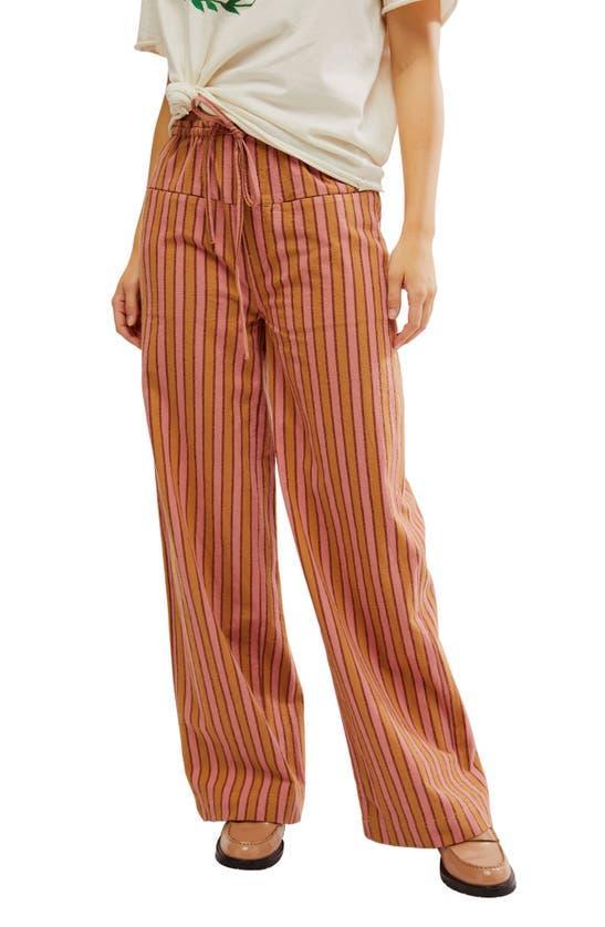 Hudson Canyon Stripe Wide Leg Pants In Brown Combo Product Image