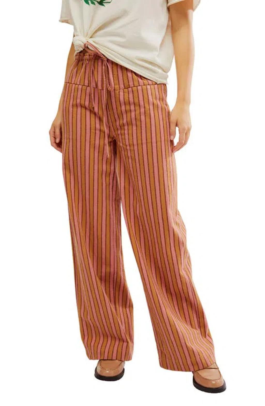 Hudson Canyon Stripe Wide Leg Pants In Brown Combo Product Image