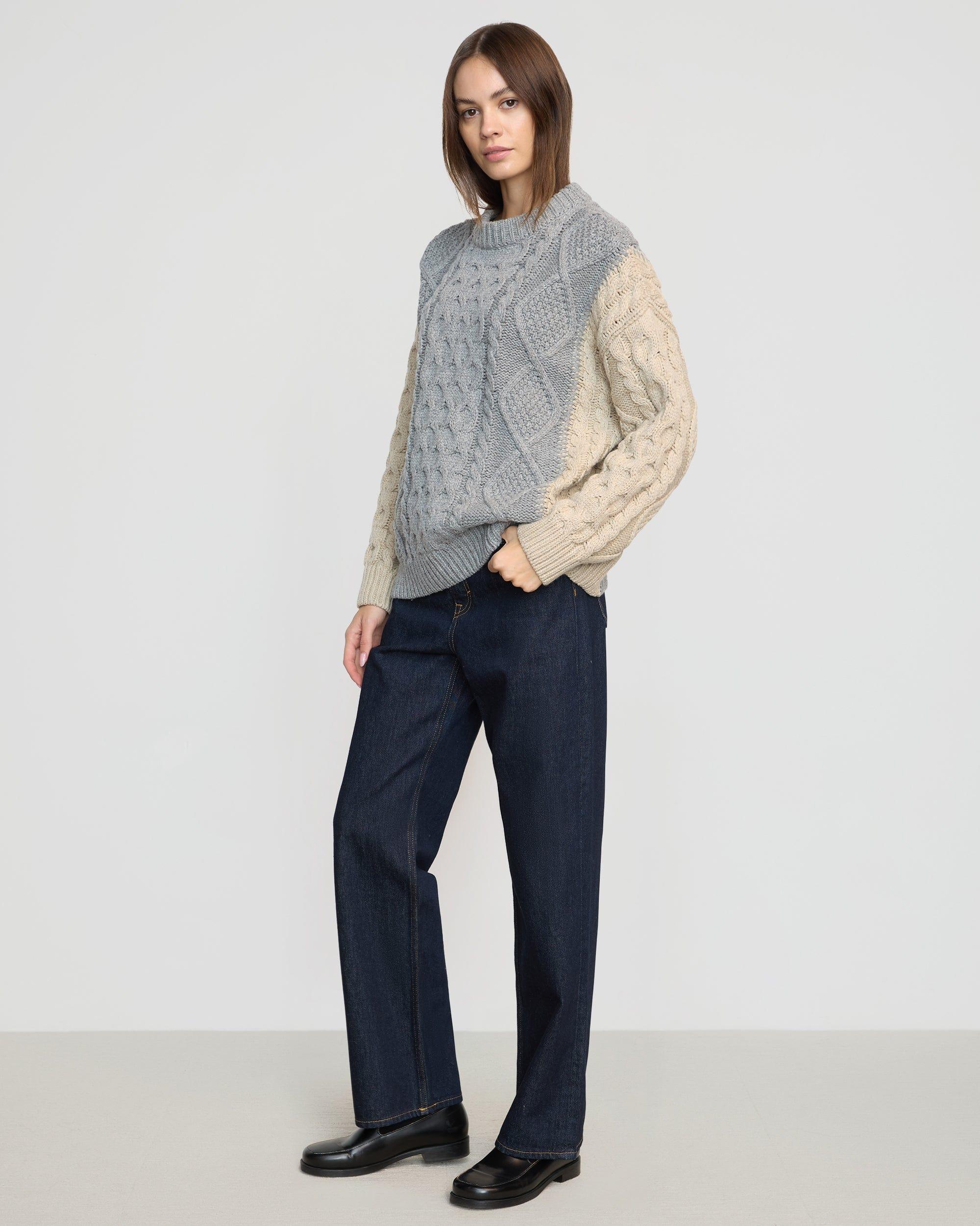 Dassie Oversized Color-Block Cable Sweater Product Image