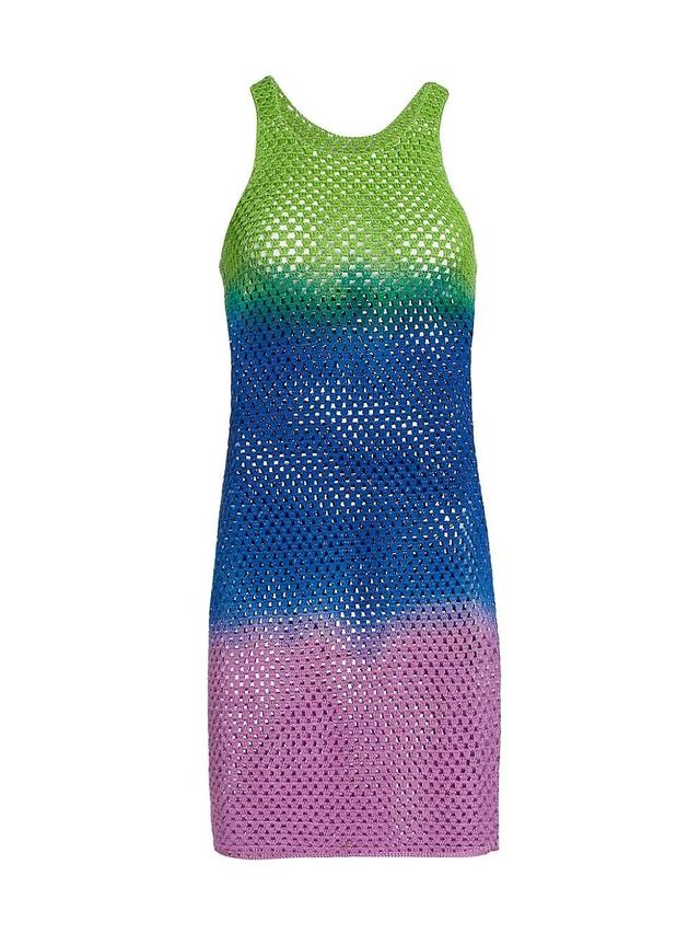 Womens Dip-Dyed Crochet Cotton Minidress Product Image