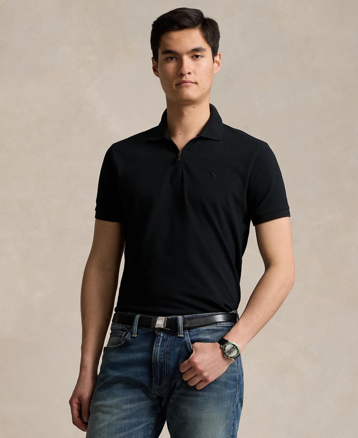 Men's Classic-Fit Stretch Mesh Zip Polo Shirt Product Image