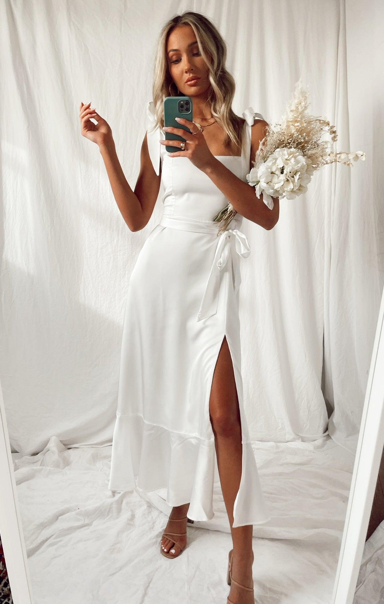 Garden Midi Dress ~ Ivory Luxe Satin Product Image