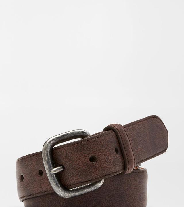 Peter Millar Mens Pilot Mill Leather Belt | Color: Dark Brown | Size: 44 Product Image