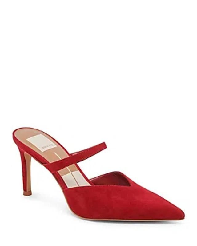 Women's Kanika Pointed Toe Embellished Slip On High Heel Pumps In Crimson Suede Product Image