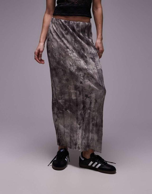 Topshop plisse maxi skirt in gray non print    Product Image