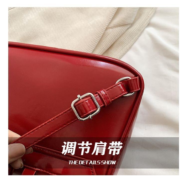 Faux Leather Bow Flap Crossbody Bag Product Image