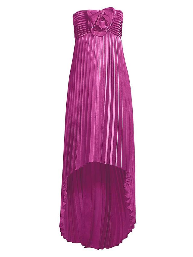 Womens Pleated High-Low Strapless Midi-Dress Product Image