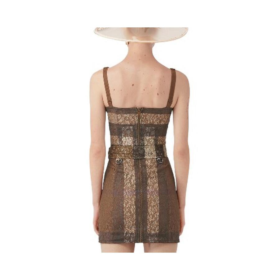 BURBERRY Belted Corset Check Lace Mini Dress product image