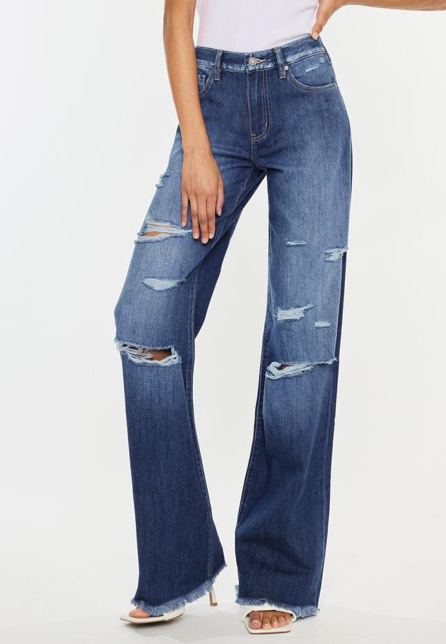 KanCan™ Dark Drape Ripped High Rise Wide Leg Jean Product Image