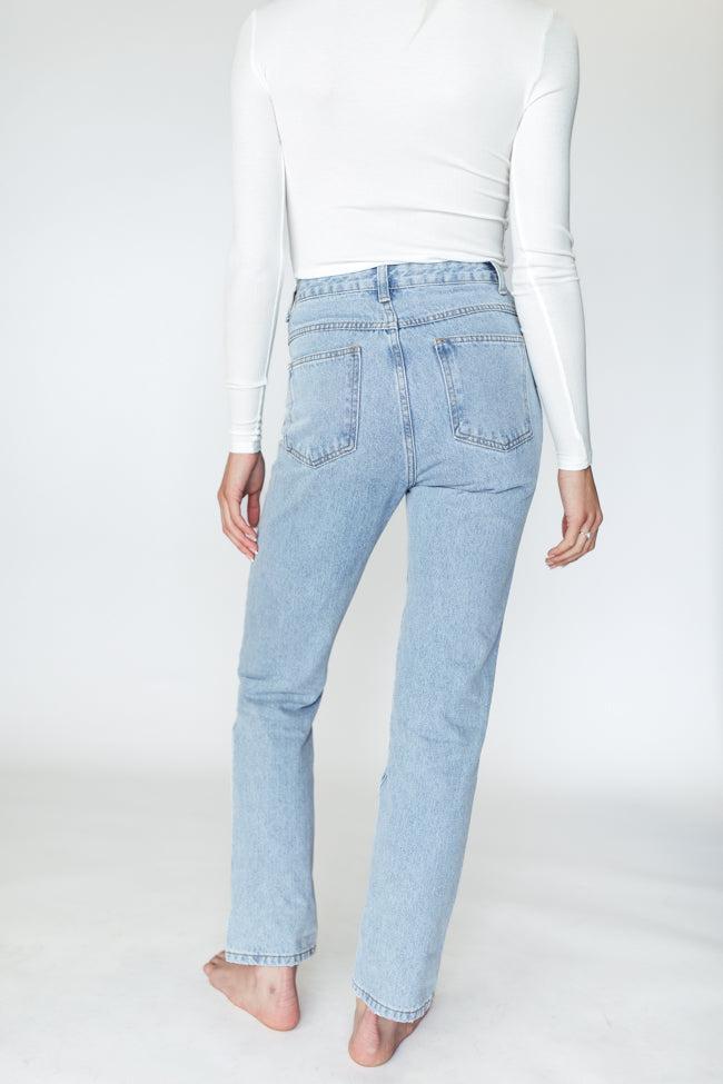 Megan Light Wash Straight Leg Mom Jeans Product Image