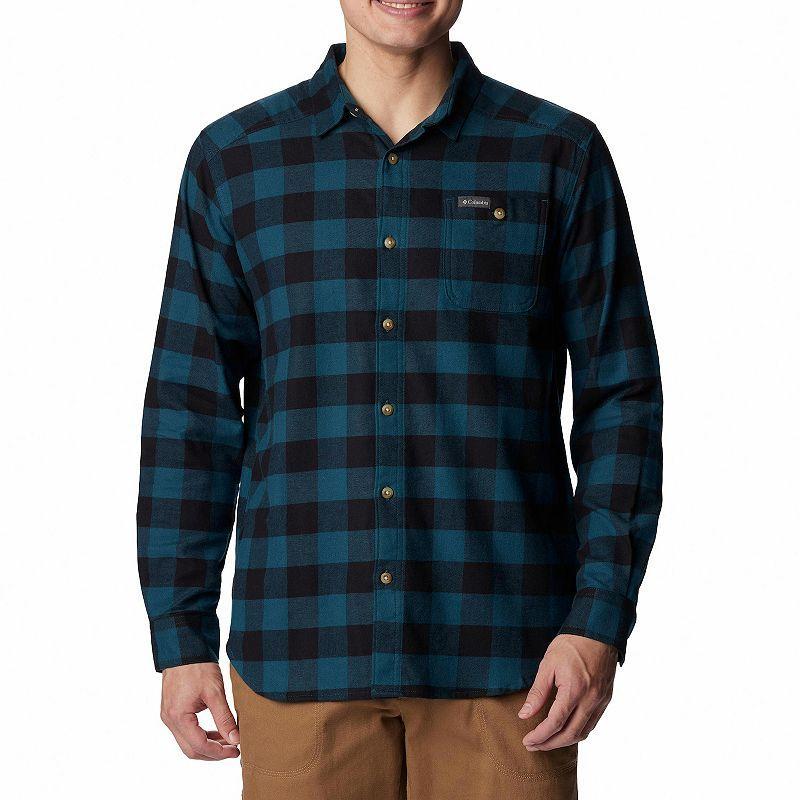 Mens Columbia Cornell Woods Flannel Shirt Dark Grey Tartan Product Image