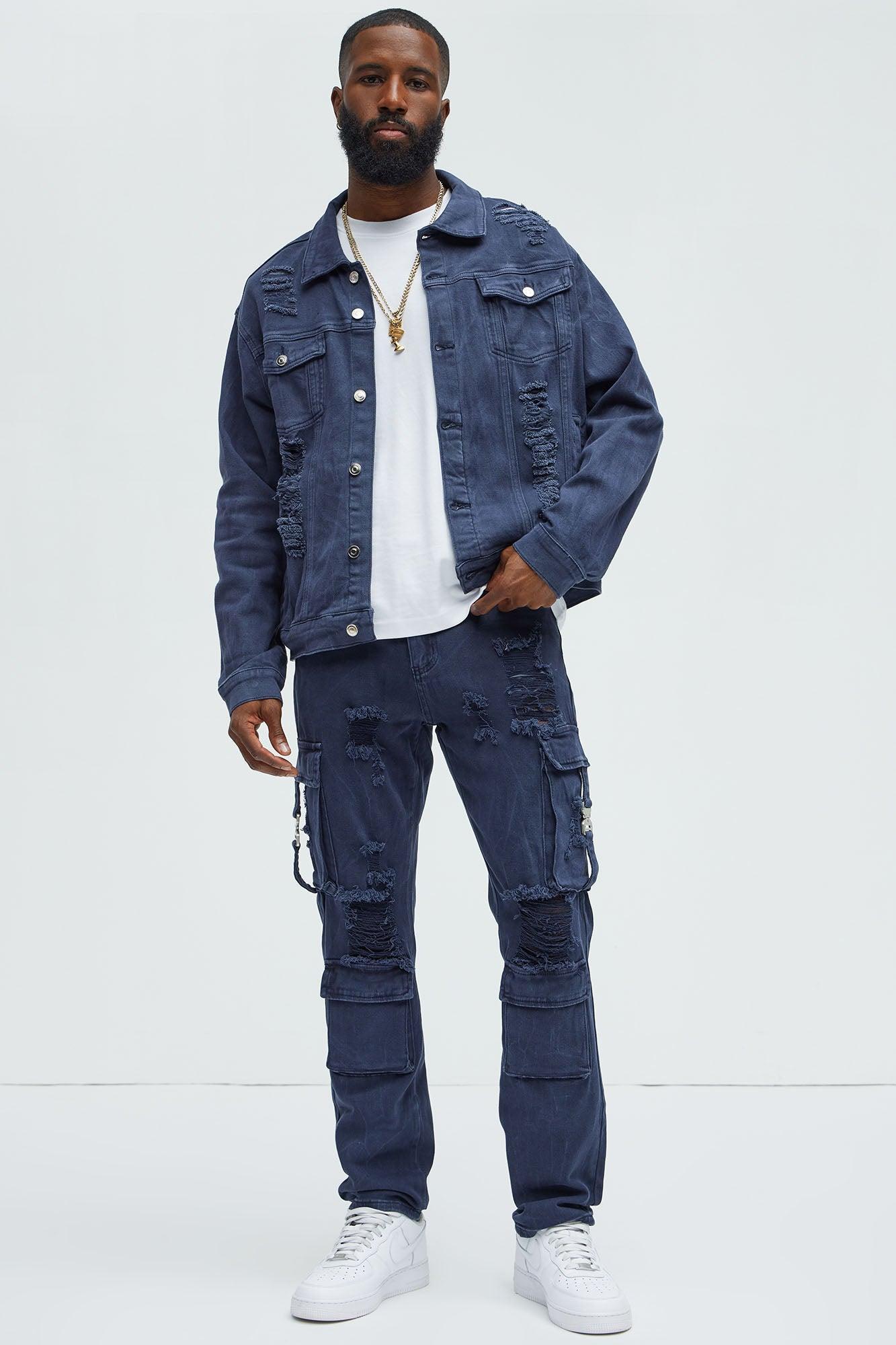 All Star Distressed Trucker Jacket - Blue Product Image