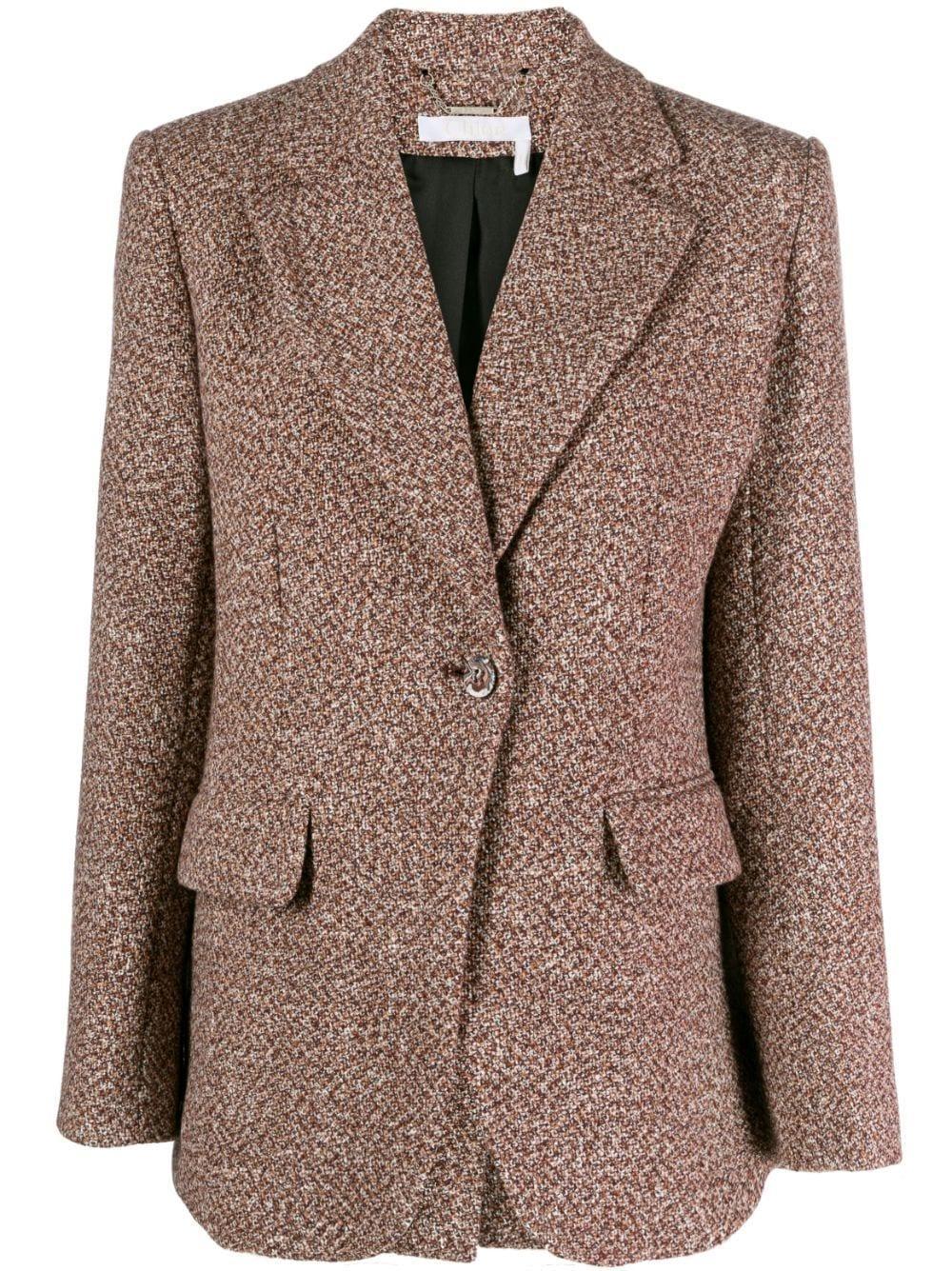 Tweed Knit Blazer Jacket In Neutral Product Image