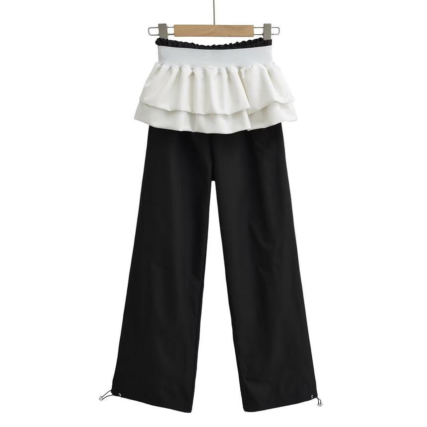 High Waist Two Tone Detachable Straight Leg Sweatpants Product Image