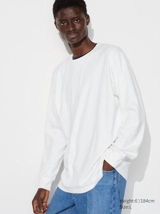 Mens Soft Brushed T-Shirt Long-Sleeve White Medium UNIQLO US Product Image