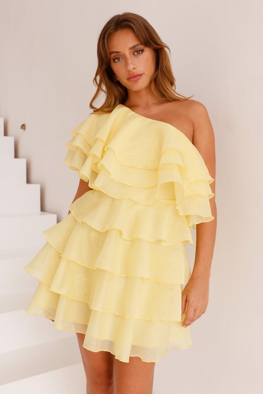 Eyes Of Gold One Shoulder Mini Dress Yellow Product Image