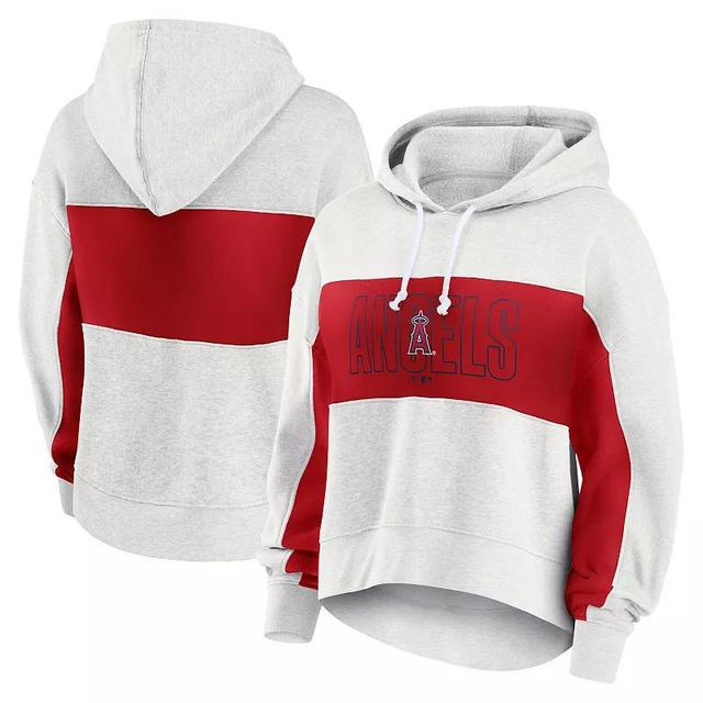 Womens Fanatics Oatmeal Los Angeles Angels Up For It Fleece Pullover Hoodie Product Image