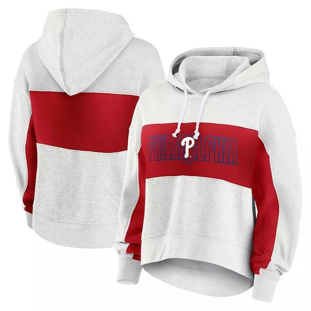 Fanatics Womens Oatmeal Philadelphia Phillies Up for It Fleece Pullover Hoodie - Oatmeal Product Image