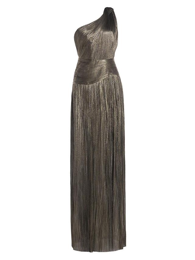 Womens Kay Metallic Silk One-Shoulder Gown Product Image