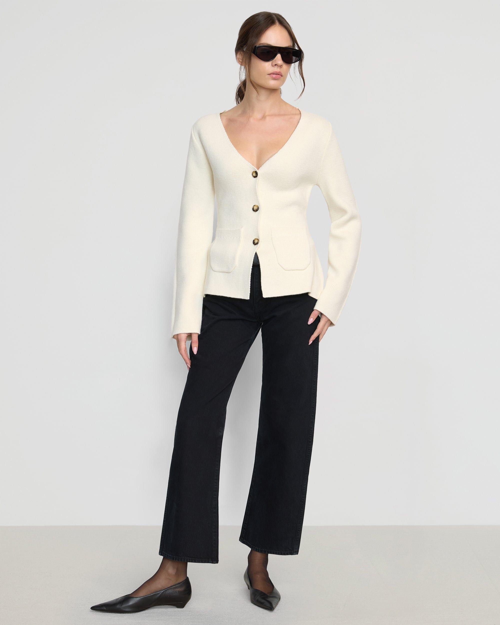 Maeve Organic Cotton-Wool V-Neck Cardigan Product Image