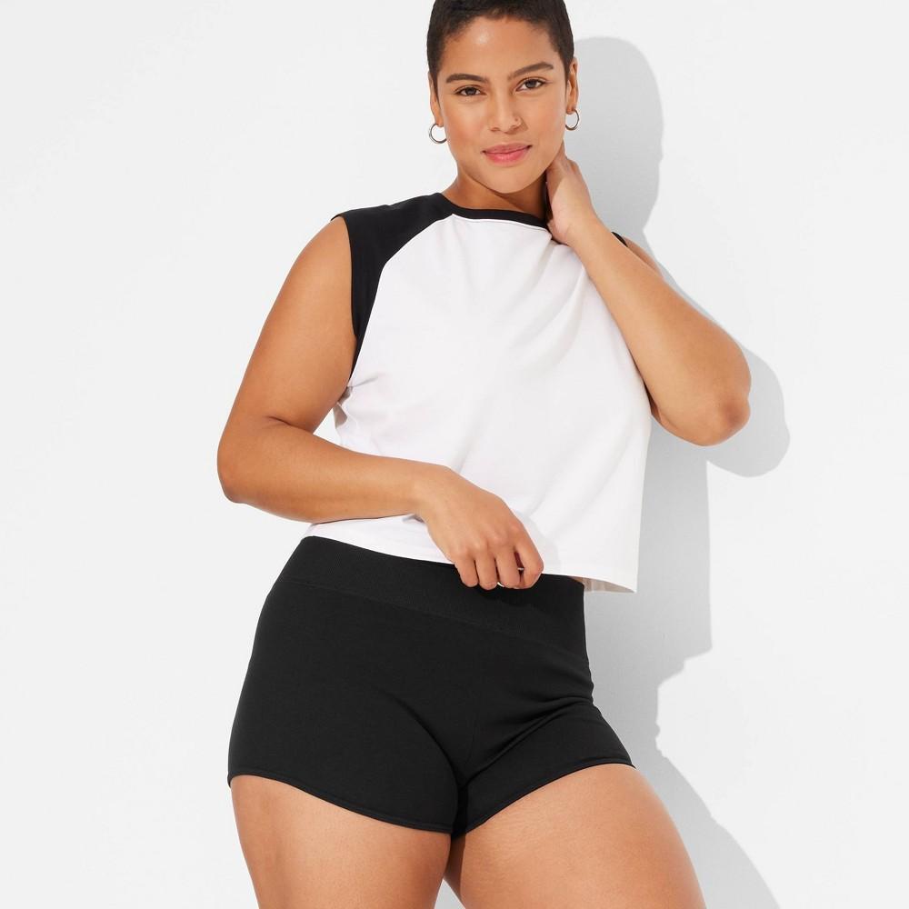 Womens High-Rise Seamless Hot Shorts - Wild Fable Black 1X product image