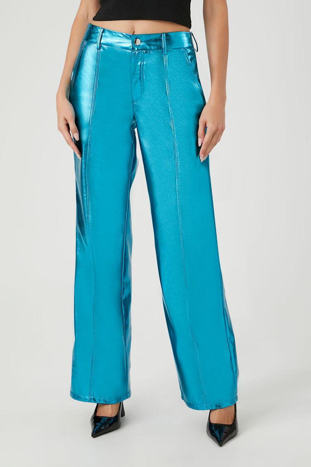 Metallic Wide-Leg Pants | Forever 21 Product Image