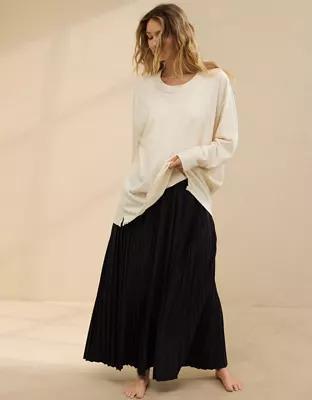 Aerie Cozy Long Sleeve Oversized Boyfriend T-Shirt Product Image