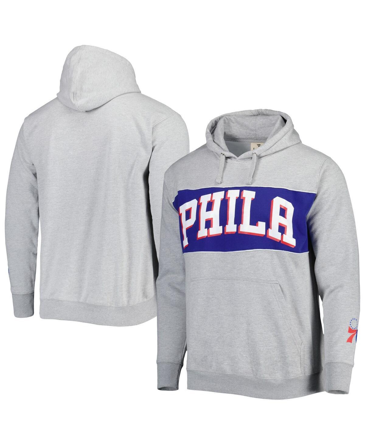 Mens Fanatics Heather Gray Philadelphia 76ers Wordmark French Terry Pullover Hoodie Product Image